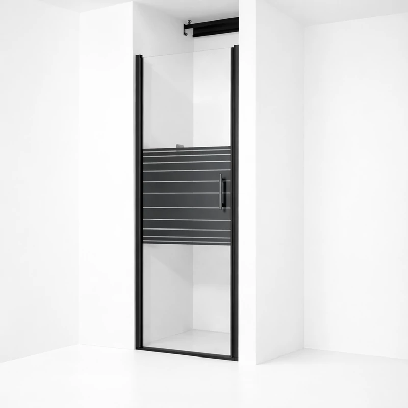 Madeira || Black Pattern 80 ușă de duș care se deschide, 190cm, 6mm