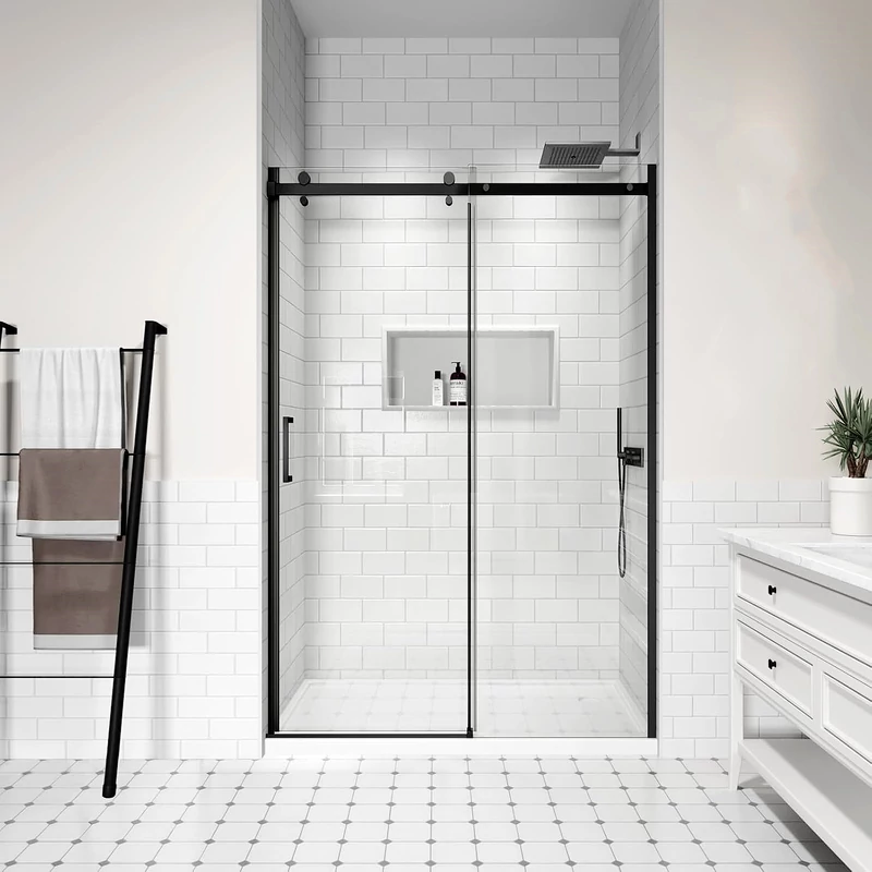 Milano Black ușă de duș glisantă, 120x195cm, 8mm