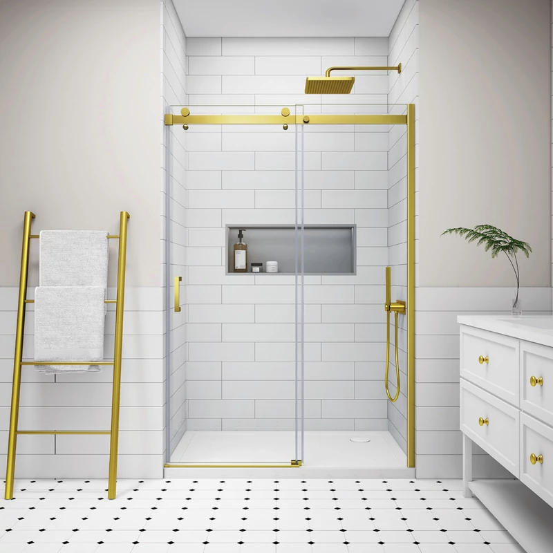 Milano Gold ușă de duș glisantă, 120x195cm, 8mm