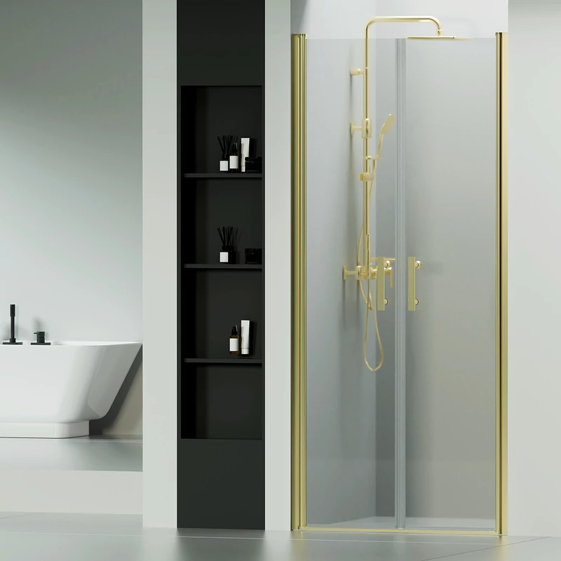 Westy || Gold 80 ușă de duș batantă cu două canaturi, 195cm, 6mm