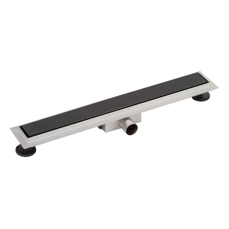 Granada scurgere de duș cu capac din sticlă neagră, 60 cm