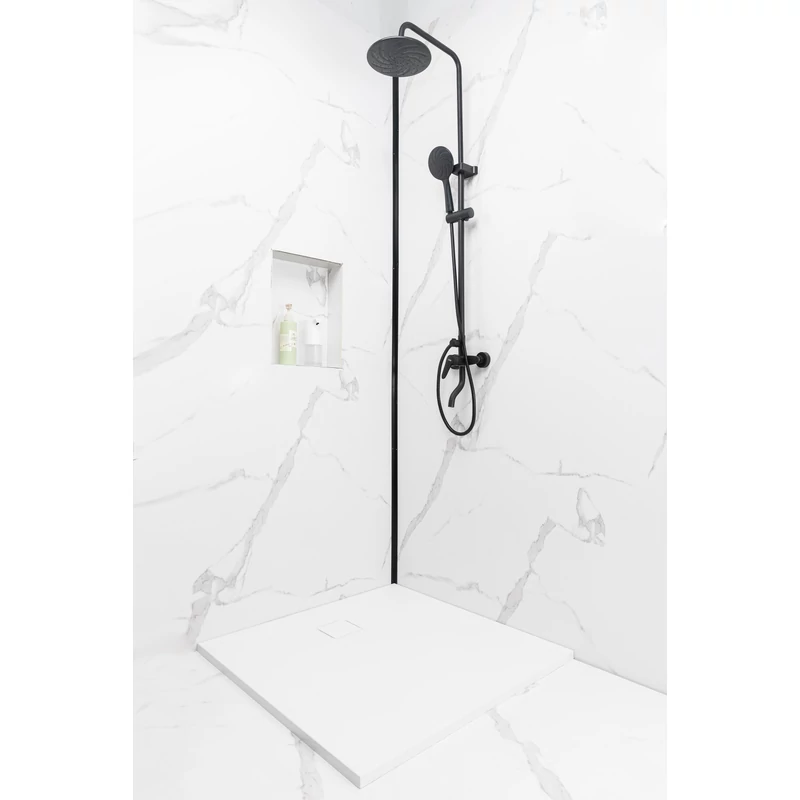 Cagliari || White 80x80x2,6 cm Cădiță de duș pătrată, SMC, cu sifon inclus