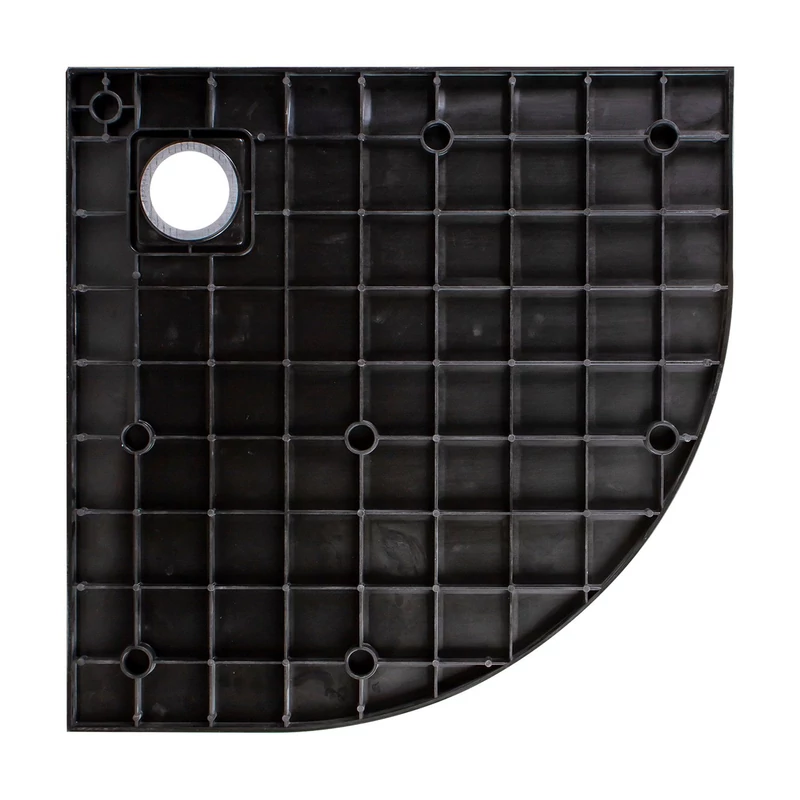 Cagliari || Black 80x80x2,6 cm Cădiță de duș semicirculară, SMC, cu sifon inclus