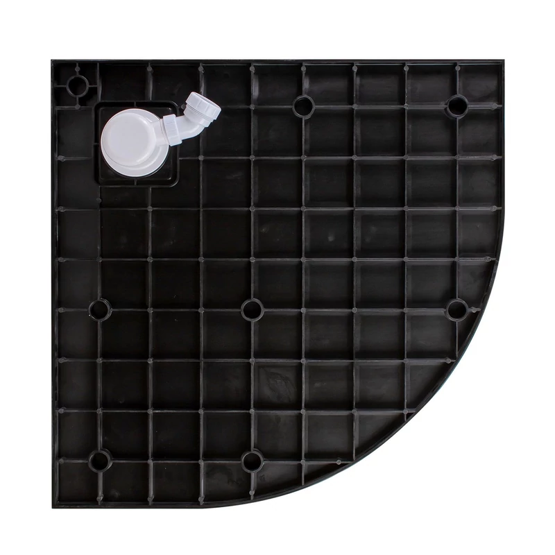 Cagliari Black 80x80x2,6 cm Cădiță de duș semicirculară, SMC, cu sifon inclus