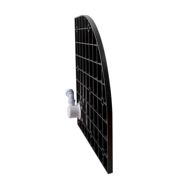 Cagliari || Black 80x80x2,6 cm Cădiță de duș semicirculară, SMC, cu sifon inclus