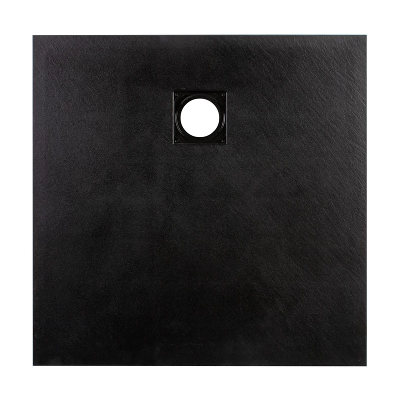 Cagliari || Black 80x80x2,6 cm Cădiță de duș pătrată, SMC, cu sifon inclus