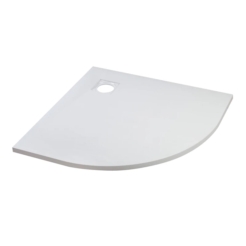 Cagliari || White 80x80x2,6 cm Cădiță de duș semicirculară, SMC, cu sifon inclus