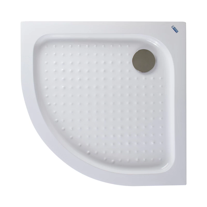 Almagro || 80x80x13,5 cm Cădiță de duș semicirculară, acril, cu sifon inclus