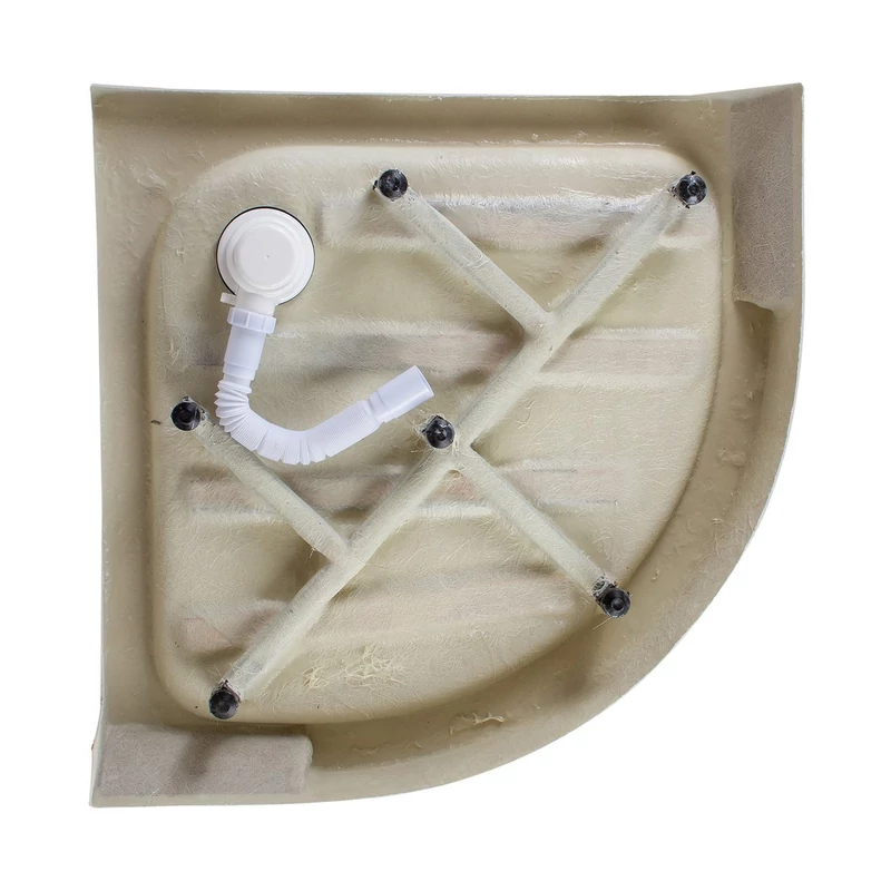 Almagro || 80x80x13,5 cm Cădiță de duș semicirculară, acril, cu sifon inclus