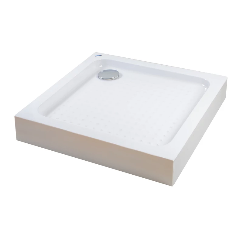Almagro 80x80x13,5 cm Cădiță de duș pătrată, acril, cu sifon inclus