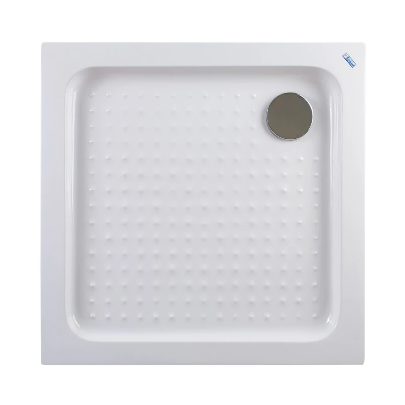 Almagro 80x80x13,5 cm Cădiță de duș pătrată, acril, cu sifon inclus