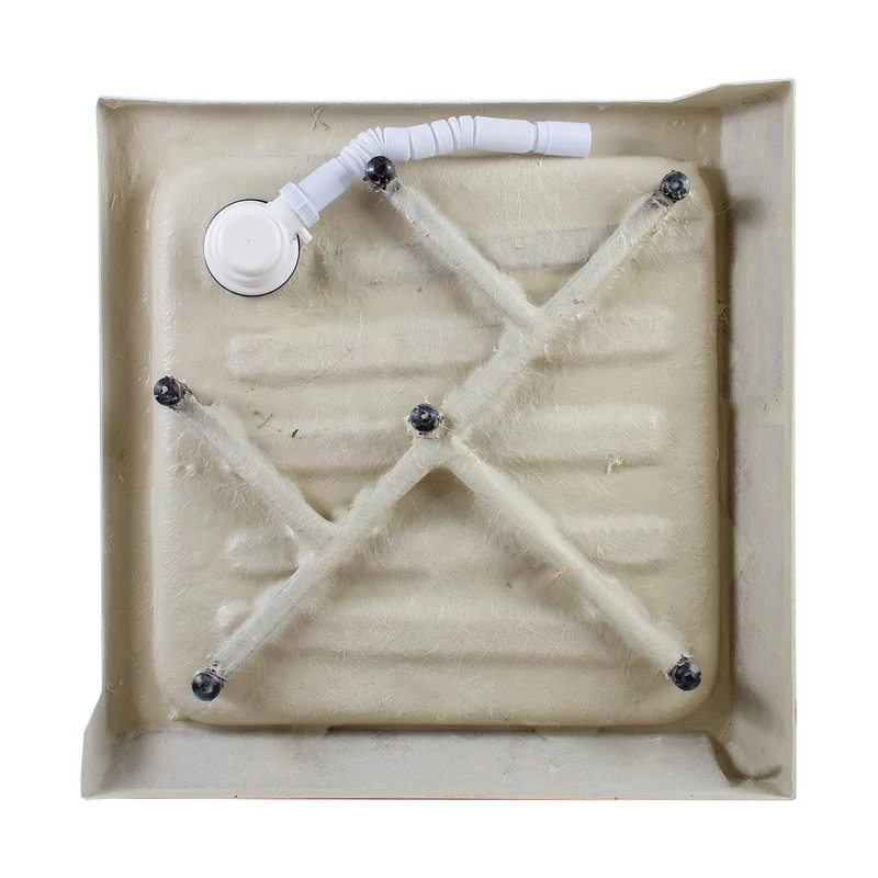 Almagro 80x80x13,5 cm Cădiță de duș pătrată, acril, cu sifon inclus