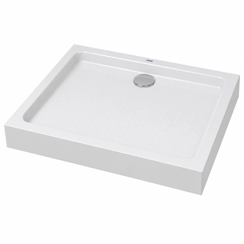 Almagro || 80x100x13,5 cm Cădiță de duș pătrată, dreptunghiulară, acril, cu sifon inclus
