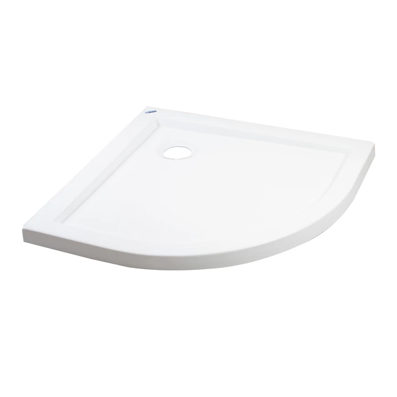 Coria || 80x80x5 cm Cădiță de duș semicirculară, acril, cu sifon inclus