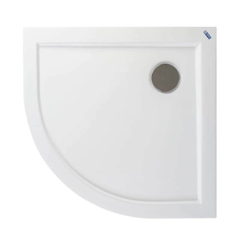 Coria || 80x80x5 cm Cădiță de duș semicirculară, acril, cu sifon inclus