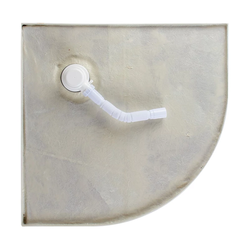 Coria || 80x80x5 cm Cădiță de duș semicirculară, acril, cu sifon inclus