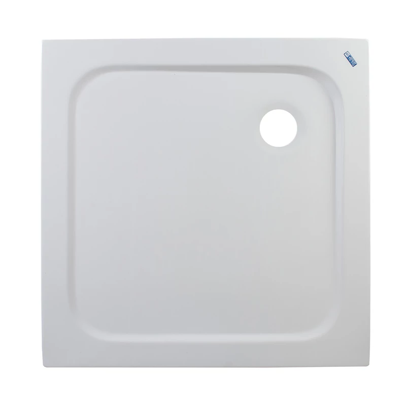 Coria || 80x80x 5 cm Cădiță de duș pătrată, acril, cu sifon inclus