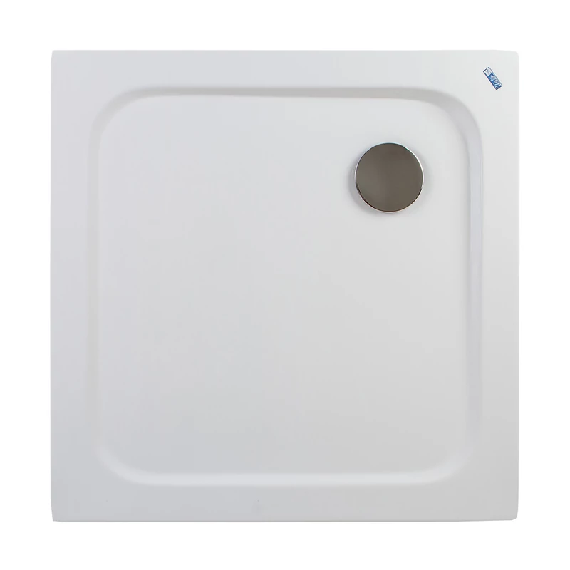 Coria || 80x80x 5 cm Cădiță de duș pătrată, acril, cu sifon inclus