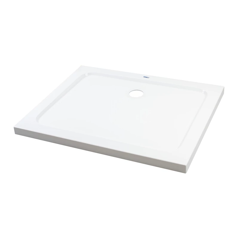 Coria || 80x100x5 cm Cădiță de duș pătrată, dreptunghiulară, acril, cu sifon inclus
