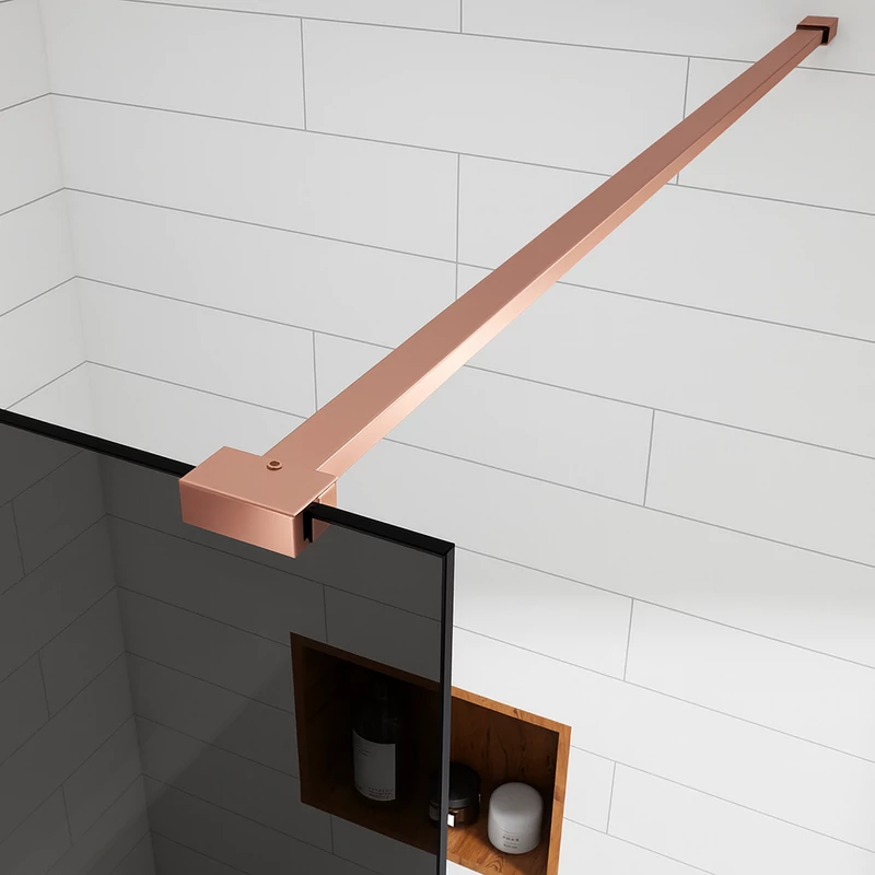 Walk-in Rose Gold Perete de duș, cu sticlă fumurie 80, 200cm, 8mm
