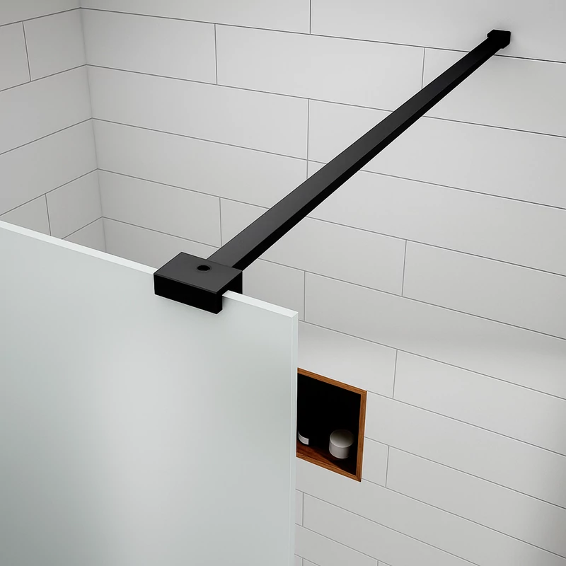 Walk-in Black Perete de duș, gravat cu acid, cu sticlă mată 50, 200cm, 8mm