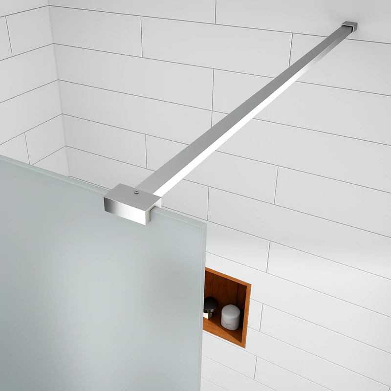 Walk-in || Chrome Perete de duș, gravat cu acid, cu sticlă mată 130, 200cm, 8mm