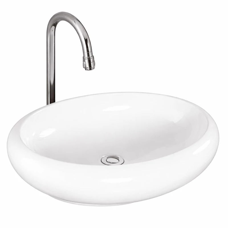 MERANO || Lavoar montat pe blat, ceramică, alb, oval