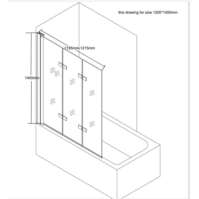 Triad 6mm, 120x140 paravană pentru căzi