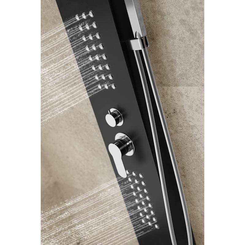 Alegre BLACK Panel duș, oțel inoxidabil