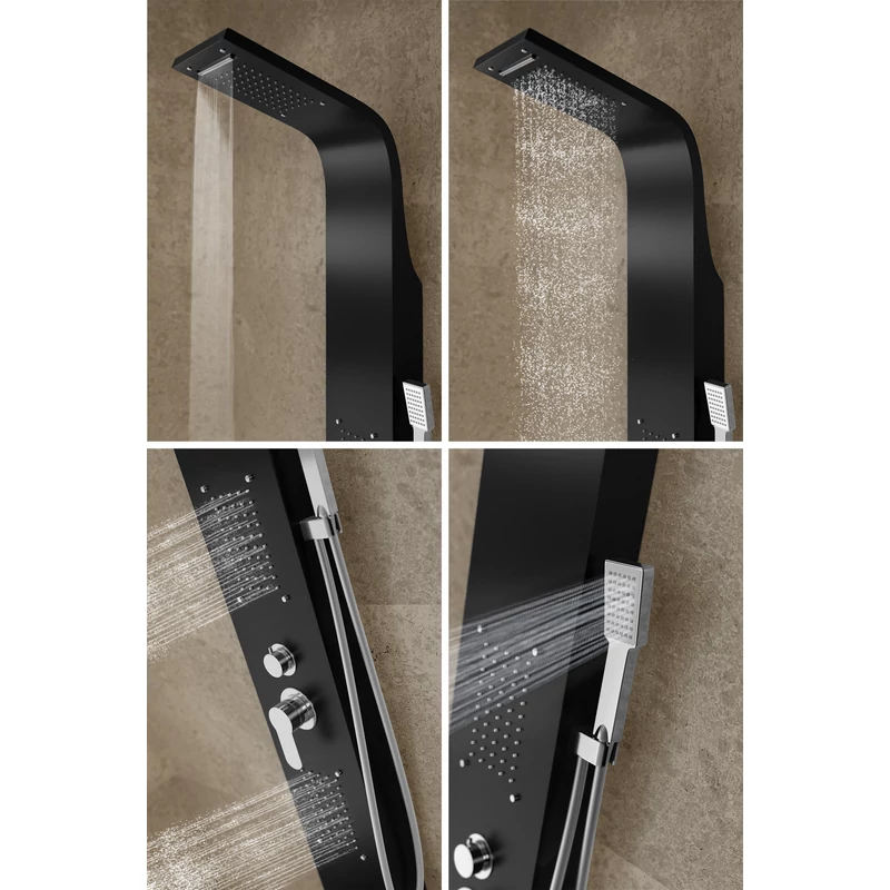 Bologna BLACK Panel duș, oțel inoxidabil