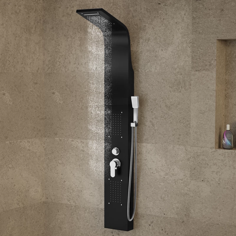 Bologna || BLACK Panel duș, oțel inoxidabil
