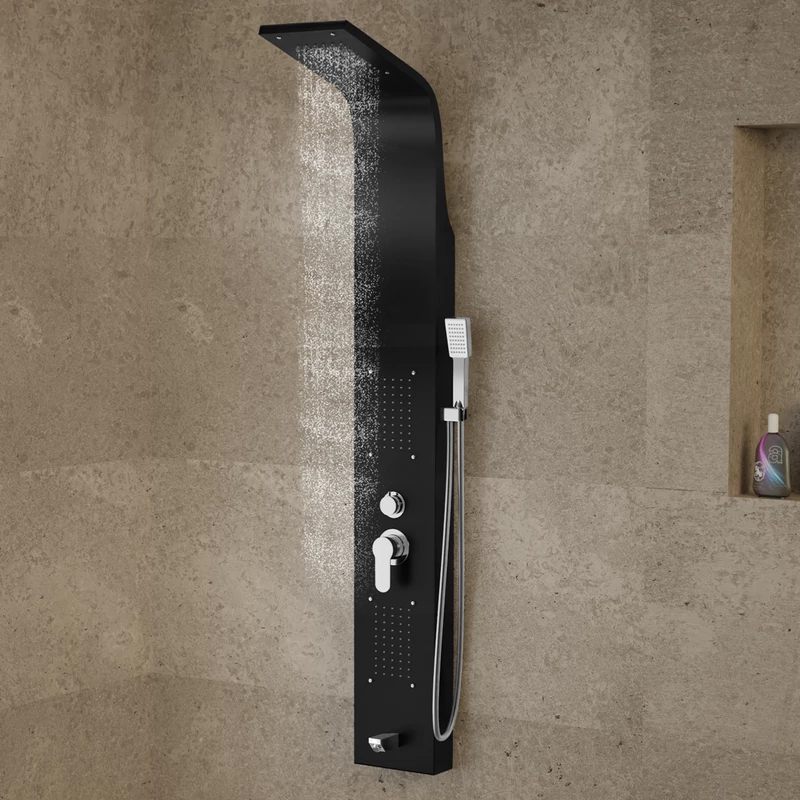 Merin || BLACK Panel duș, oțel inoxidabil