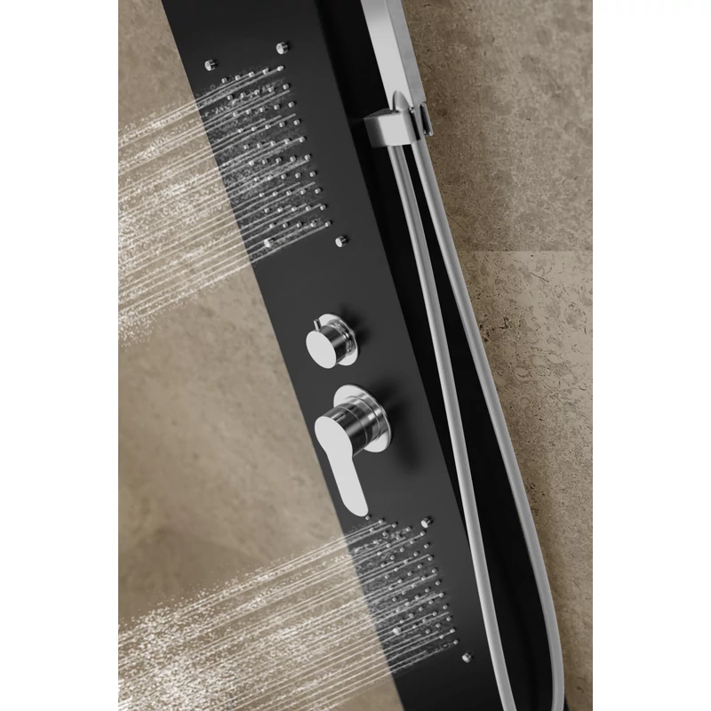 Merin || BLACK Panel duș, oțel inoxidabil