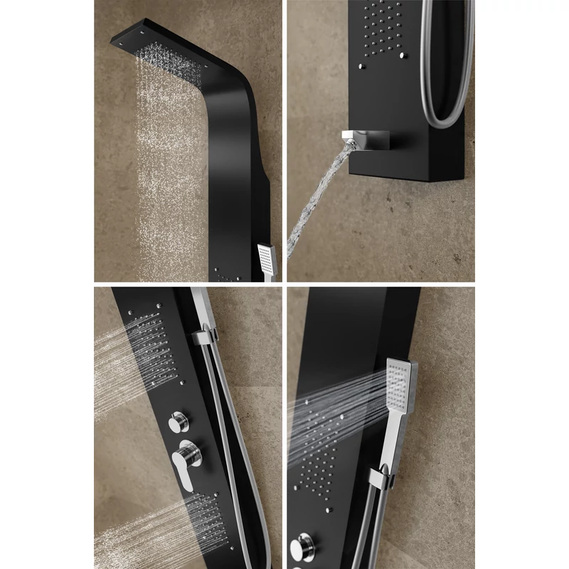 Merin || BLACK Panel duș, oțel inoxidabil