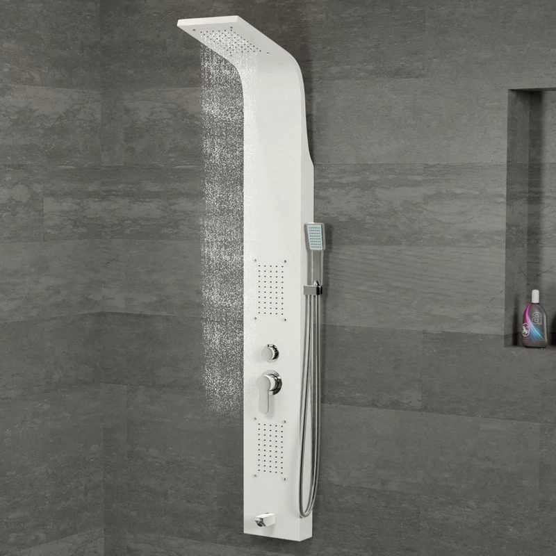 Merin || WHITE Panel duș, oțel inoxidabil