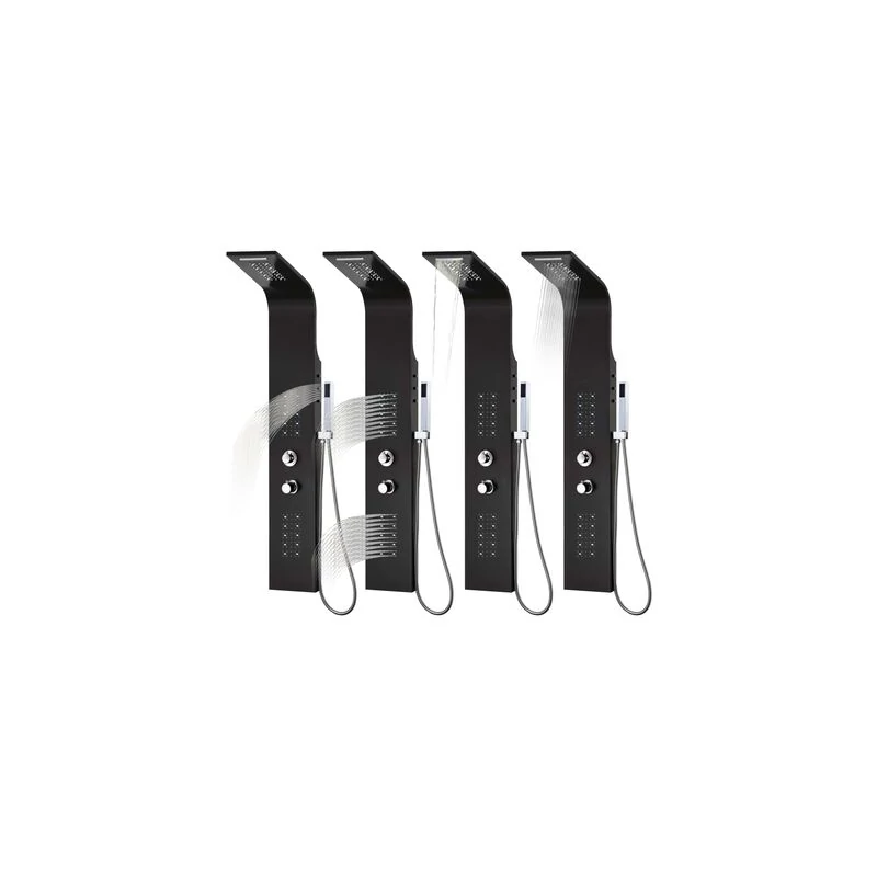 Verona Black Panel duș, oțel inoxidabil, cu termostat, iluminat cu LED