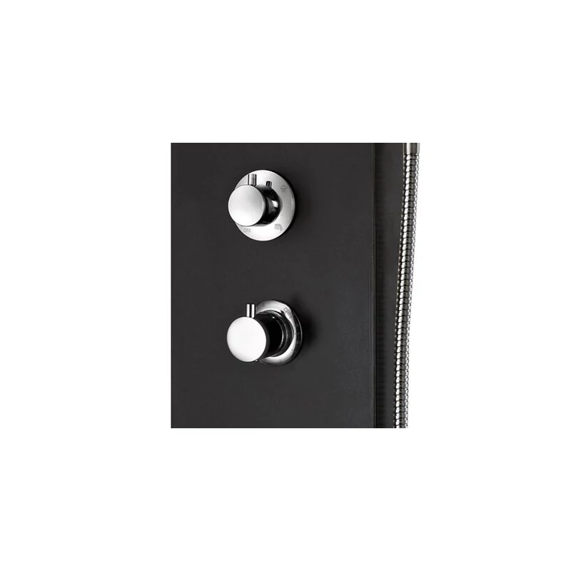 Verona Black Panel duș, oțel inoxidabil, cu termostat, iluminat cu LED